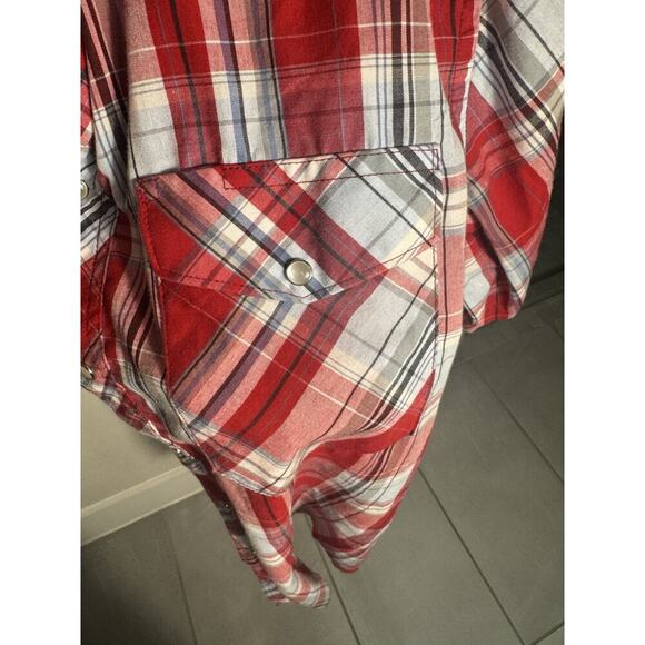 Wrangler Shirt mens size 15 (medium) Western Pearl Snap Button Short slve shirt - Picture 3 of 7